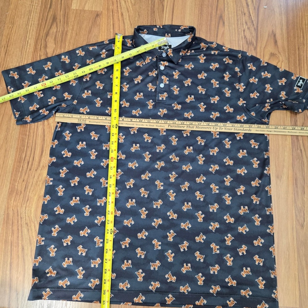 Waggle Golf Polo Shirt Goat Mens 2XL Black Tiger Camo Performance Short Sleeve - Picture 7 of 8